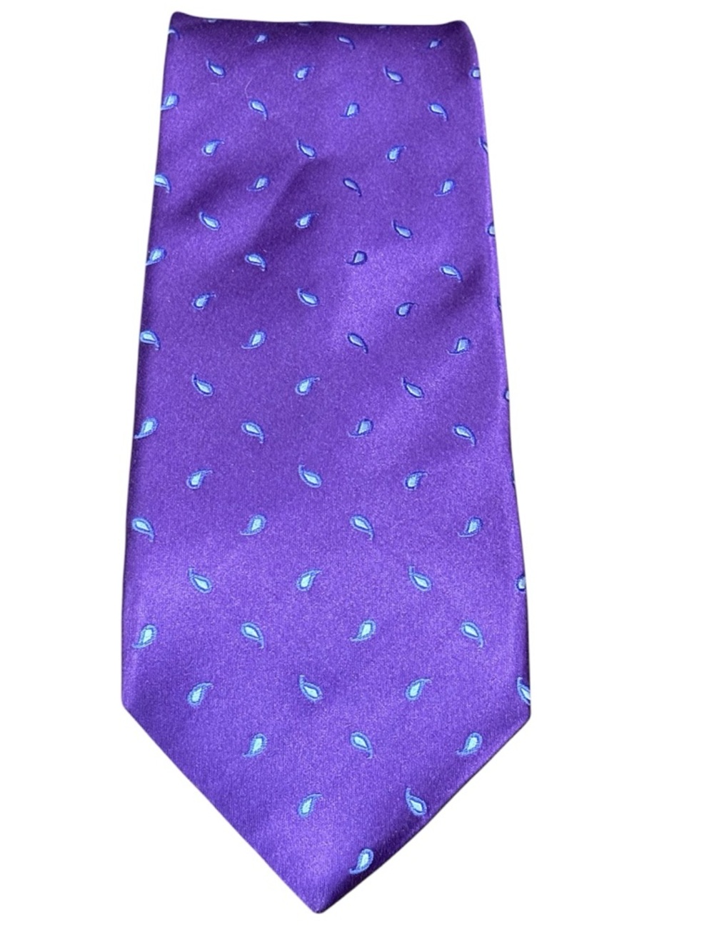 Charles Tyrwhitt Paisley Silk Necktie Purple Periwinkle Mini Made in England